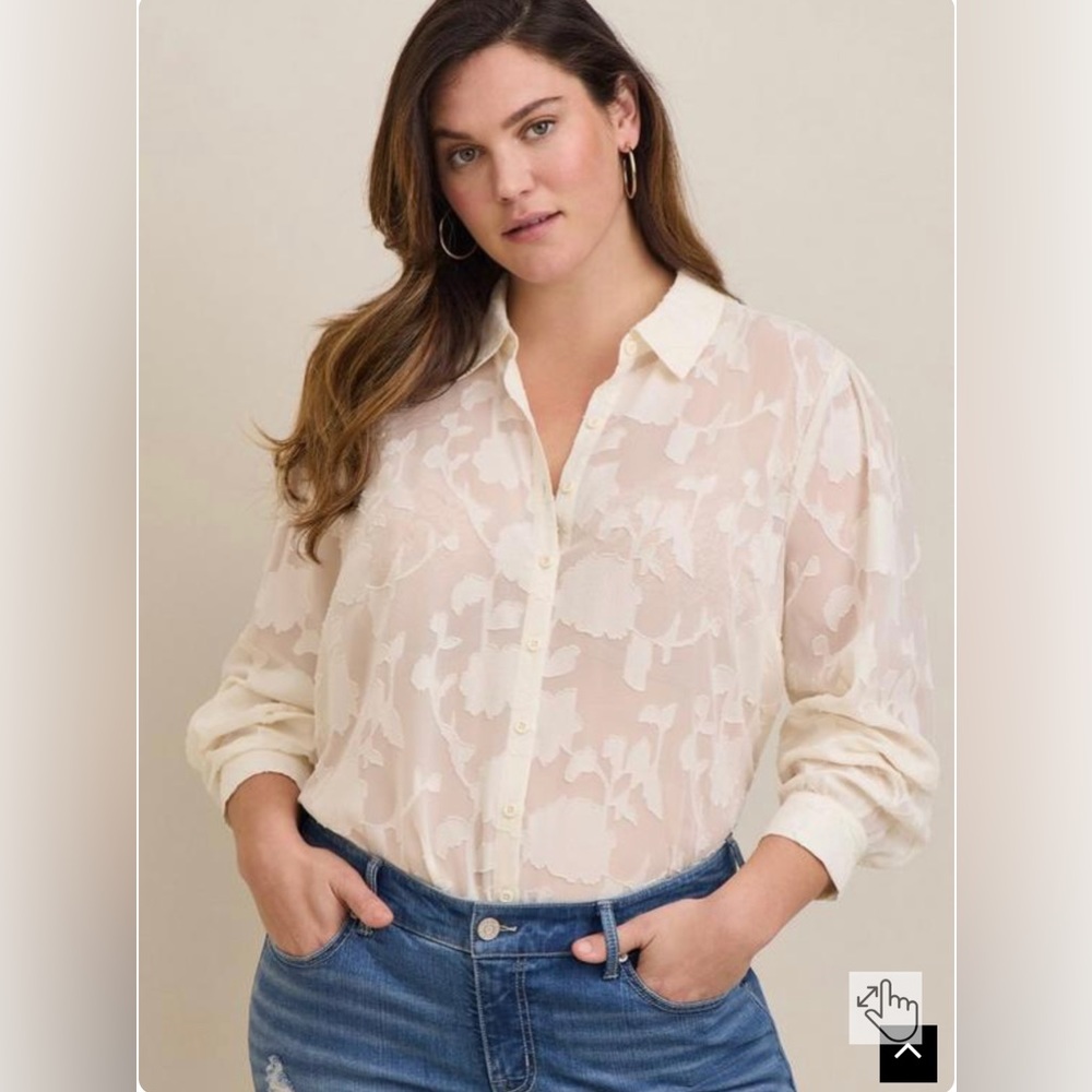 Torrid Madison Clip FLoral Button Front Long Sleeve Shirt